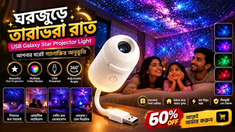 Galaxy Projector Night Light with 12 Sliding Projection Films
